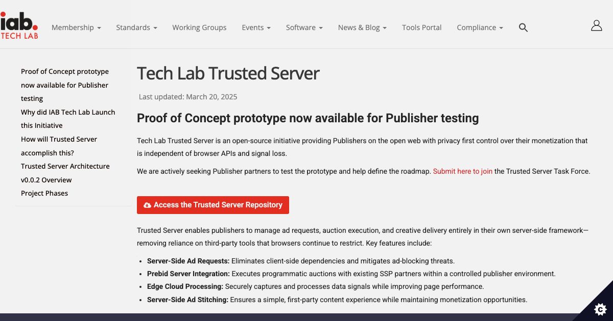 Screenshot of web page.