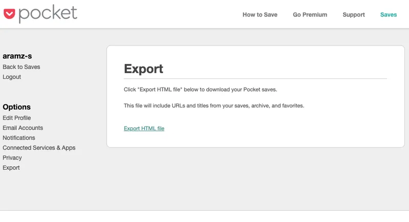 How to export your links from Pocket